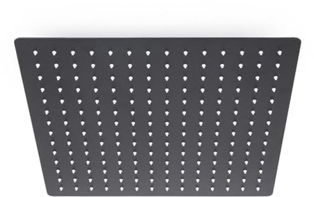 Vetrineinrete® Soffione doccia ultra slim quadrato 25x25 cm nero effetto pioggia attacco universale ½