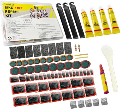 ZMRYO Bike Tire Repair Kit, 80 PCS Bike Tube Patch Kit with Bike Tire Levers, Bike Tire Patch and Tire Repair Glue, Bike Patch Kit for Mountain and Road Bike