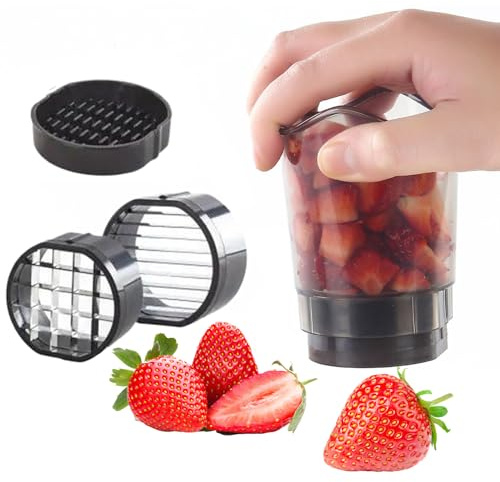 Vaso cortador de frutas - Recipiente cortador de fresas | Práctica herramienta de cocina para cortar kiwis, champiñones, uvas y pepinos