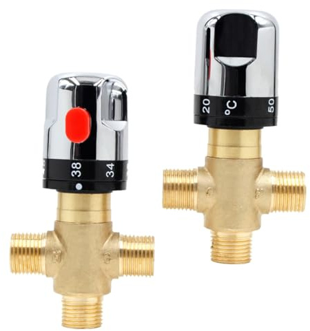 DOITOOL Vanne Thermostatique Cuivre Pour Salle De Bain Mitigeur Mélangeur Contrôle De Température Stable Pour Douche Et Lavabo