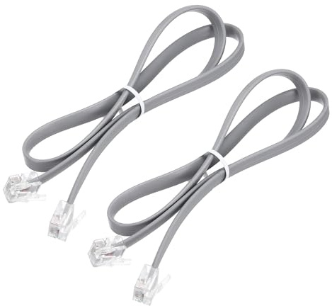 QUARKZMAN 2 Cavi Telefonici, 1.6ft Cavo Telefono RJ12 6P6C Maschio A Maschio Cavo Dritto Per Telefono Per Casa, Ufficio, Grigio