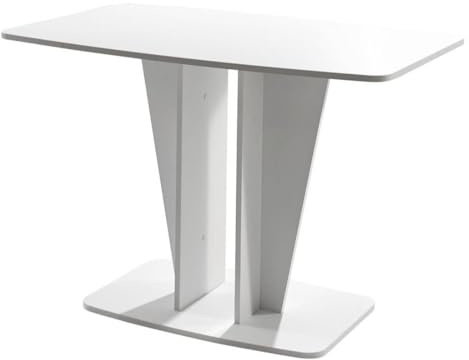 Rodnik Esstisch Polaris 110x70 cm, Säulentisch platzsparend kompakter Esszimmertisch mit abgerundeten Ecken, modern, elegant (Weiß)