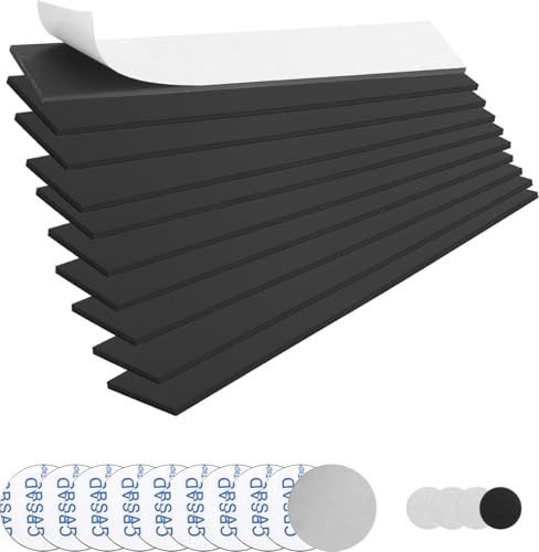 Självhäftande magnetbandsset – 14 delar magnetremsor med metallplattor och magnetplattor för gör-det-själv, kontor och hushåll – 150 x 25 mm, 39,5 mm runda magneter, starkt grepp och skärbara