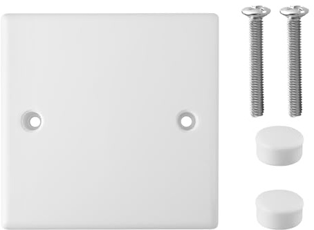Hopzab Placa ciega para enchufe, placa de cubierta de plástico blanco para cajas eléctricas de pared, incluye tornillos, resistente al fuego, impermeable, ajuste universal, certificado UKCA