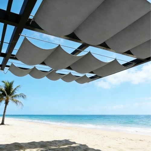 Vela de Sombra Retráctil Ondulada,Impermeables Protección Rayos UV Toldo retráctils pérgola Ajustable,Jardín Patio Terraza Balcón toldo corredero Ola-Darkgray||100x300cm