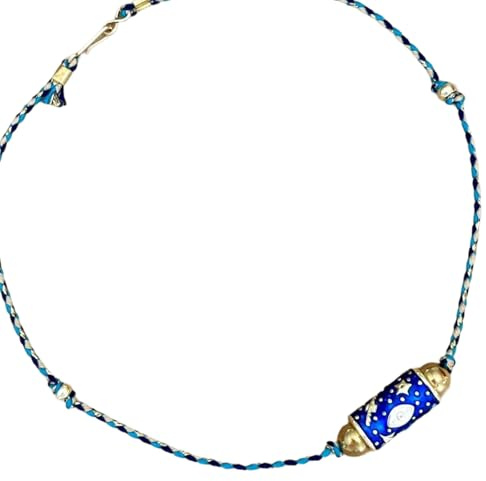 Uqezagpa Cadena de abalorios de esfera de tambor con revestimiento artesanal, diseño étnico dinámico, joyería para mujer, cadena de esfera de tambor tradicional, One Size, como se describe, como se