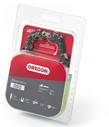 Oregon D60 AdvanceCut Replacement Chainsaw Chain for 16-Inch Guide Bars, 60 Drive Links, Pitch: 3/8, .050 Gauge, Fits Stihl, Husqvarna, Echo, Poulan, Craftsman and More