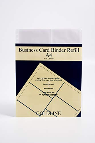 Goldline Kartenhüllen-Nachfülleinlagen für De Luxe Visitenkarten-Ringbuch A4 5 Stück