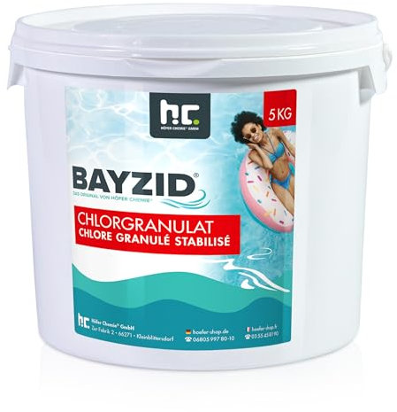 Höfer Chemie Chlorgranulat für Pool 5kg - 56% Aktivchlorgehalt zur Schnellen Anhebung des Chlorgehaltes - Bekämpft Keime & Bakterien - Leicht Löslich Schwimmbad