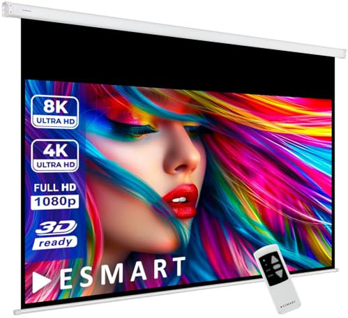 ESMART Professional MIMOTO Motor-Leinwand 303 cm Bild 266 x 149 cm (120) 16:9 | Programmierbare Fernbedienung | Heimkino elektrische Beamer Projektionsleinwand Motor Leinwand LCD LED