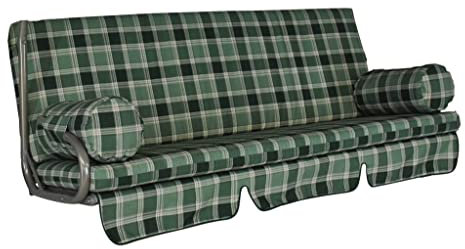 ANGERER Freizeitmöbel GmbH Hollywoodschaukel Auflage Trend - passend für viele 3-Sitzer Hollywoodschaukeln - Schaukelauflage Made in Germany (Grün kariert)