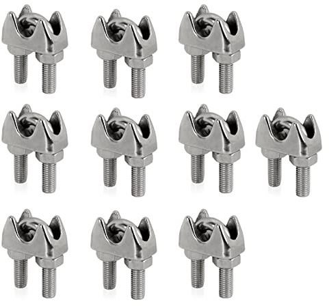 PRIOstahl Drahtseilklemme 10 x Bügelklemmen 4mm Edelstahl V4A Seilklemme Korrosionsbeständig Indoor/Outdoor Hochwertig Rostfrei Klemmen Set