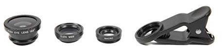 Thumbs Up 3-in-1 Lens Set with Wide Angle/Macro/Fish Eye Lens, Black