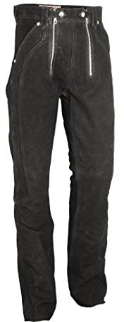 Fuente Lederhose Herren Damen lang - Lederjeans- Echt Leder, Lederhose Jeans 501 Schwarz- Motorrad Lederjeans- Zimmermannshose Leder- Reithose Leder (36, Schwarz)