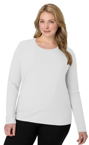 Hanes Long Sleeve Cotton T-Shirt, Lightweight Crewneck Tee for Women, Modern Fit, White, Small