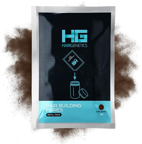 Hair Genetics Streuhaar Nachfüllpackung Für Natürliche Haarverdichtung - Haarpuder Männer Und Frauen Bei Haarausfall, Geeignet Für Dünnes Haar, Graue Ansätze, Wasserfest (Dunkelbraun 22g)
