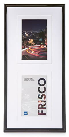 Kenro Frisco Twin Black Photo Frame 6x4 inch / 10x15cm or 7x5 inch / 13x18cm with White Mount Portrait - FRC1015B/2