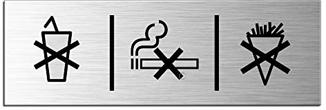 'OFFORM – Placa de Aluminio Beber/Prohibido fumar/comer aspecto de acero inoxidable nº 25115 de S