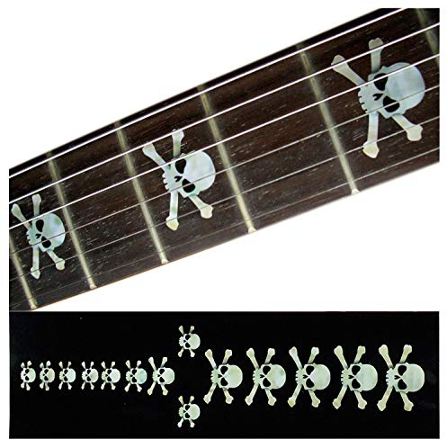 Inlay Sticker Griffbrett Position Marker für Gitarren & Bass - Skulls - Weiß Perle
