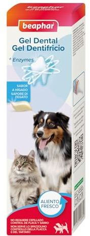 Beaphar, Dentifricio in Gel per Cani e Gatti, Protezione Completa Anti-Placca e Anti-Tartaro, Senza Fluoro e Xilitolo, Aromatizzato al Fegato, Uso Senza Spazzolatura, 100 g