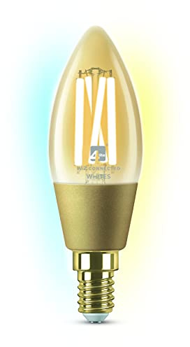 4lite Smart C35 E14 Amber Filament Candle LED Bulb (5W) Dimmable 370Lm 2000-5000K Tuneable White, Wi-Fi/Bluetooth Controlled with Screw Fitting - 4l1/8050