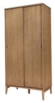 Memomad 2 Türen Schrank Wohnzimmer Möbel - Kleiderschrank Schlafzimmer Aus Massiv Holz Mit Schiebetür Holz - Vintage, Ökologisch, Platzsparend Schlafzimmerschrank Mit Regal
