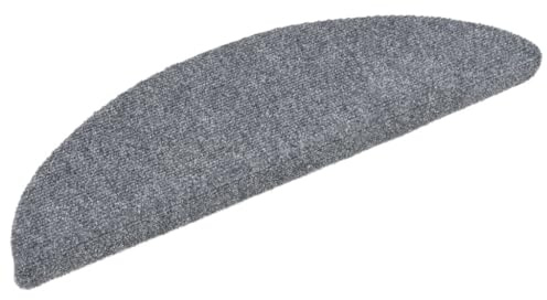 vidaXL Tappetini per Scale autoadesivi 15 pz 56x17x3 cm Grigio Chiaro semicircolari