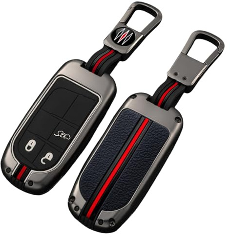 Otai Auto-Flip-Schlüsseletui aus Zinklegierung Abdeckung Schlüsselanhänger passend für Jeep Renegade Compass Grand Cherokee Chrysler 300C Wrangler Dodge Fiat Freemont