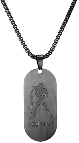 AFSTALR Gold/Silber/Schwarz Kette 12 Sternbilder Halskette Herren Tierkreis Kette Dog Tag Anhänger Konstellation Kette