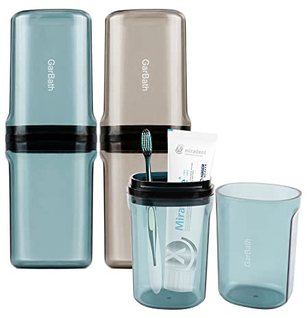 Reise Wasser Becher Set,2 Zahnbürste Etuis Zahnbürstenhalter für Zahnbürsten und Zahnpasta Kreativer Zahnputzbecher Geeignet für Camping Reisen Geschäftsreisen Zuhause Schule