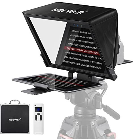 NEEWER Teleprompter X14 PRO mit RT 110 Fernbedienung & APP Steuerung(Bluetooth Verbindung über die NEEWER Teleprompter App),14Zoll tragbar,keine Montage,kompatibel mit iPad Android Tablet Handy Kamera