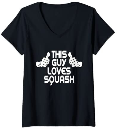 Damen Squashspieler Squash Trainer Design This Guy Loves Squash T-Shirt mit V-Ausschnitt