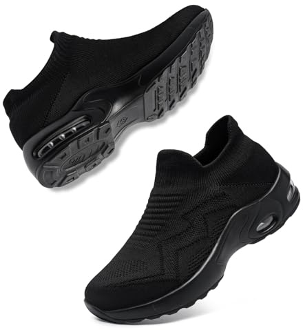 LARNMERN Steel Toe Steel Toe Shoes for Women Slip On Lightweight Nurse Shoes for Women Comfortable Hands-Free Work Nursing Shoes Woman Safety Shoes Sneakers Size 8,Black