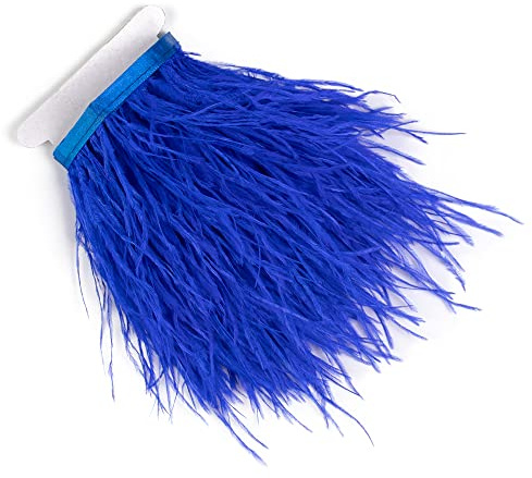 3 Yards 10-15cm Jewel Blue Ostrich Feathers Trim Fringe for DIY Dress Sewing Crafts Costumes Decoration