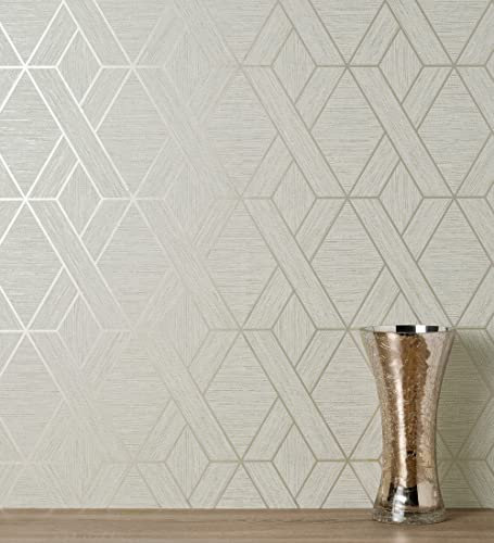 GAULAN 681977 - Papel pintado vinílico lavable geométrico trenzado de líneas metalizadas imitando al textil para pared salón cocina baño comedor - Rollo de 10 m x 0,52 m