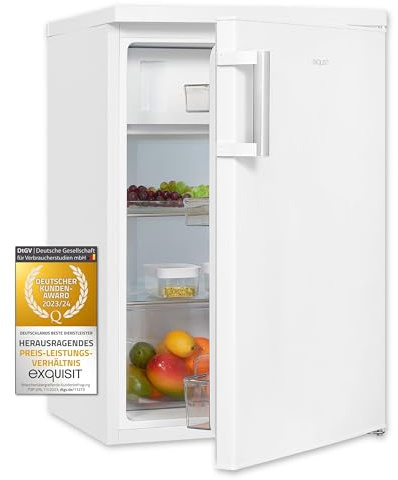 Exquisit KS16-4-H-010D Standkühlschrank, 56 cm breit, 120L, temperaturinställning, blixt, Eierablage, Gemüseschublade, vit