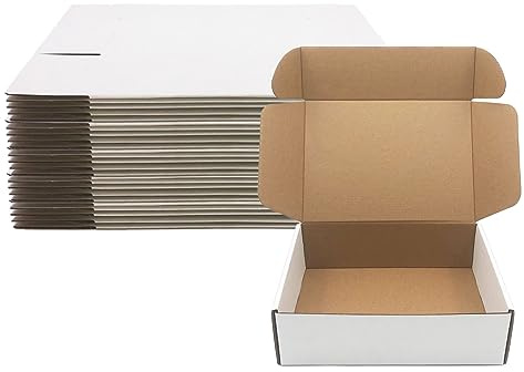 Livejun 10x7x3 inch Shipping Boxes Set of 25，White Corrugated Cardboard Box for Mailing Literature Mailer Small Business Shipping Packing Gifts Digest Size Book Giving Products (10 x7 x 3 Inches)