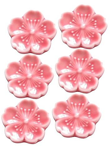 RORPOIR 6Pcs Elegant Cherry Blossom Ceramic Chopstick Rest Decorative Rack for Spoons and Forks Stylish Tableware Holder for Dining and Kitchen Use