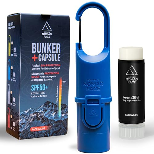 NOMAD FACE Protector Solar Facial 50+ en Barra - Stick Solar para Deporte Extremo SPF50+ Fórmula sin Agua [Blue Indigo]