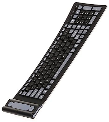 jojofuny Clavier sans Fil en Silicone 107 Touches Pliable Étanche pour PC Usage Bureau Maison Voyage Noir sans Pile Compatible Systèmes D’Exploitation et Appareils Mobiles