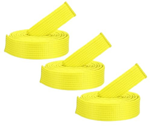 PATIKIL Taekwondo färgade rankningsbälten, 3-pack 4 cm x 25 cm polyester kampsport färgat rankningsbälte för tränarundervisning, gul