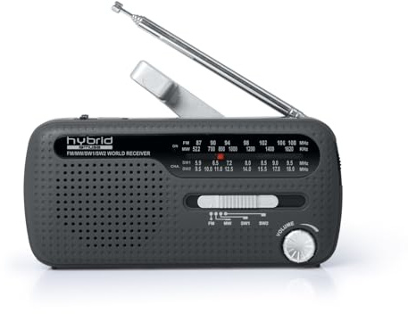 Bmi Radio Portable Muse MH-07-DS - Coloris Noir - Alimentation par Dynamo et énergie Solaire - Multi-gammes FM/MW/SW1/SW2