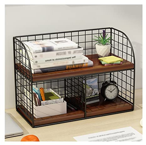 Schreibtisch-Organizer im Vintage-Stil, 2-lagig, für kleine Büros, Aktenregale und Kinderschreibtisch, 40 x 15,7 x 24,8 cm, Heimbüro, Aufbewahrungslösung
