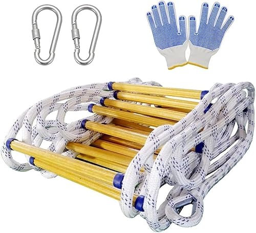PNAJFUEL Strickleiter,Notfallleiter Feuer Flucht Strickleiter, Erwachsene Notfall Feuer Flucht Mit Haken/20M/65.6Ft