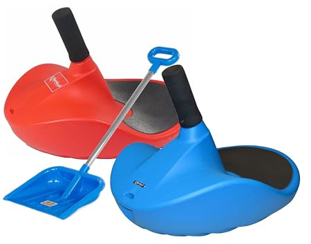 2 x Alpengaudi Zipfelbob Rodel Bob Schlitten mit Handgriff bis 100 kg (1 STK blau 1 STK rot)