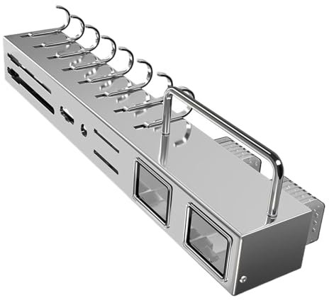 Küchenutensilienhalter, selbstklebende Küchenleiste, Küchenwerkzeughalter, Edelstahl-Utensilienhalter, Küchenleiste mit Haken, 50 cm Küchenwerkzeughalter, baumelnder Utensilienhalter, Küchenhängehaken