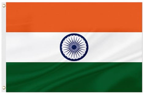 ASUNO Bandiera indiana 90 × 150 cm, in poliestere, bandiera nazionale indiana, con 2 occhielli in ottone, doppio lato, colori vivaci, resistente allo sbiadimento, per esterni, giardino, prato, patio