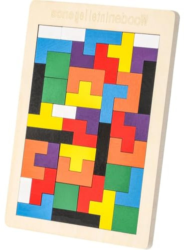 TPZORJX 1 Stück quadratisches Holzpuzzle, 3D-Holzklötze, Tangram-Puzzle, Kinder-Gehirntrainingsspielzeug, DIY-Puzzle, Denkspiele, Geschenk für frühkindliche Bildung