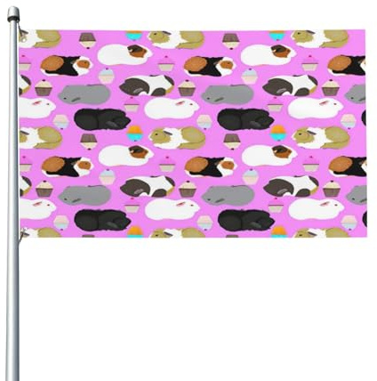Drapeau décoratif avec cochons d'Inde et muffins, utilisé pour terrasse, jardin, maison et terrasse