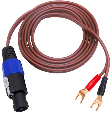 Speakon to Banana Speaker Cable Y Spade Banana to Male Speakon Audio Cord | 2M Speakon Audiophile OFC HiFi Speaker Audio Cord, 2 U Shape Banana Connector, for PA DJ Amplifier Subwoofer Audio System